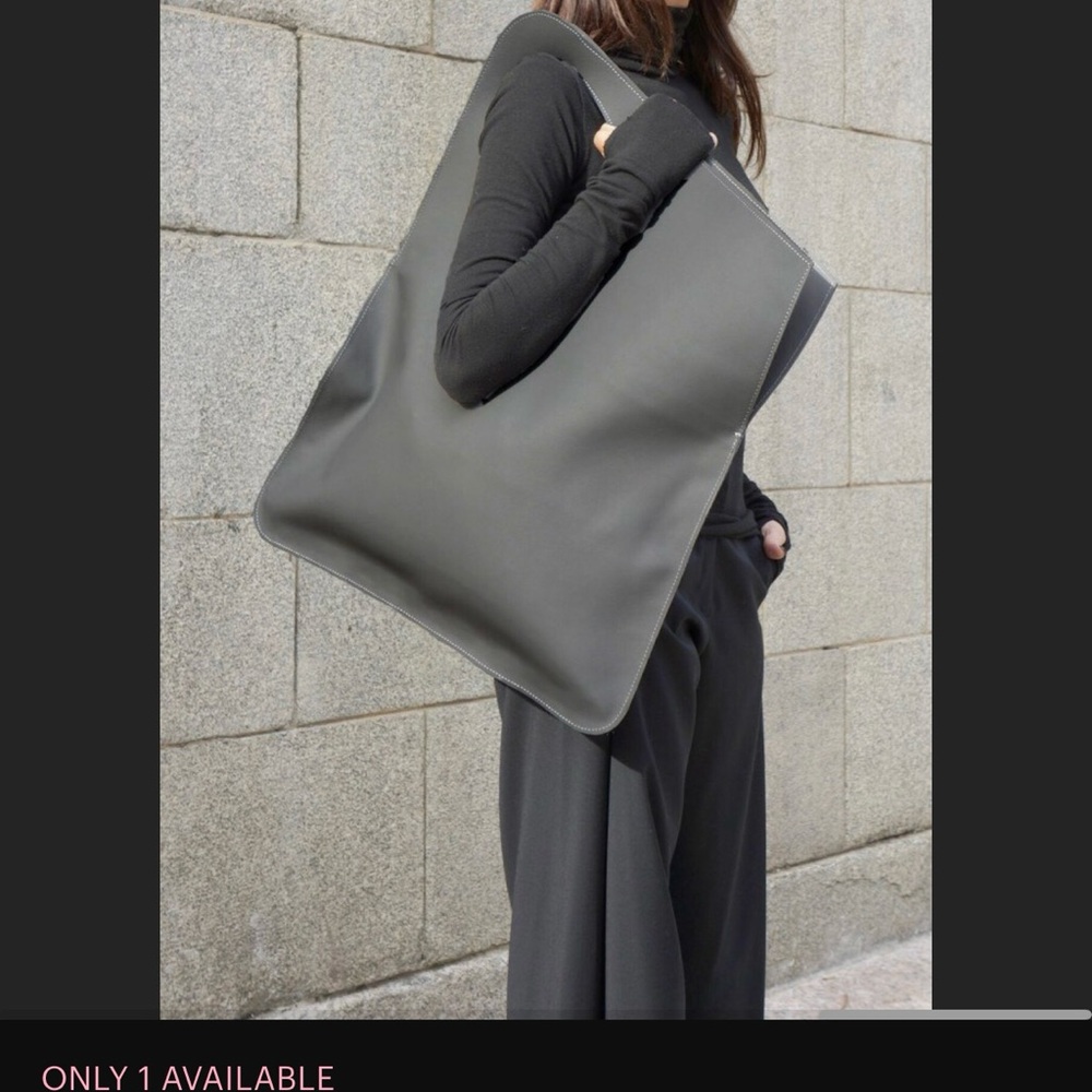 Aakasha Eclectic Black Leather Tote Bag- Limited Edition Color